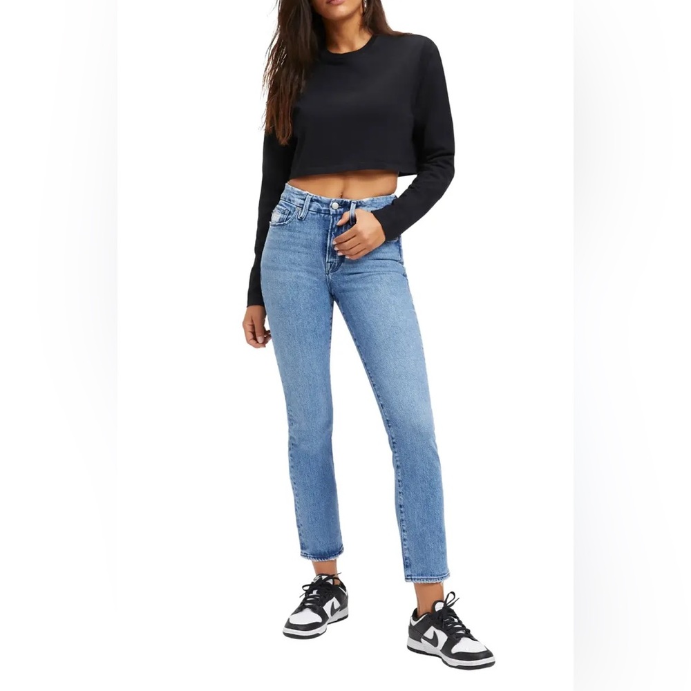 NWT Good Straight High Waist Ankle Straight Leg Organic Cotton Jeans 4/27